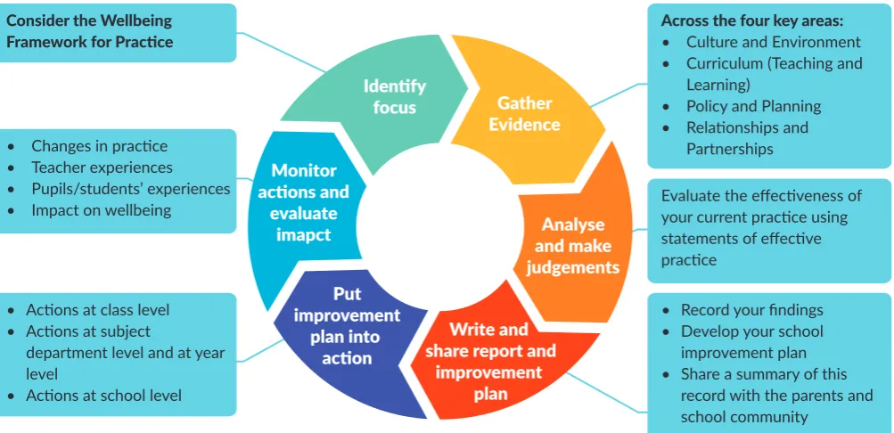 Figure 6:  Using the SSE process with the Wellbeing Framework for Practice