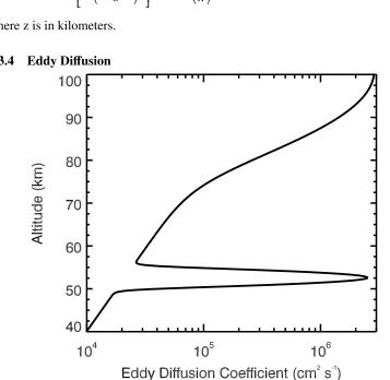 Figure 2.4: Model eddy diﬀusion coeﬃcient proﬁle, with the 40–70 km sectionbased on Imamura and Hashimoto (2001), and the 70–100 km section based onKrasnopolsky (1983).