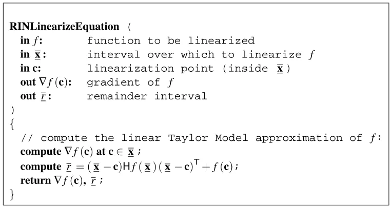 Figure 5.2: The Remainder Interval Newton linearization algorithm for solving a single nonlinearequation.