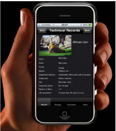Fig. 1. UbiqBioparc application running in a iPhone. 