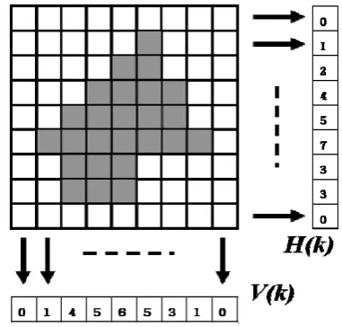 Fig. 1. Example of projection for binary image. 