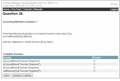 Figure 4:  A Sample Pre-test Question 