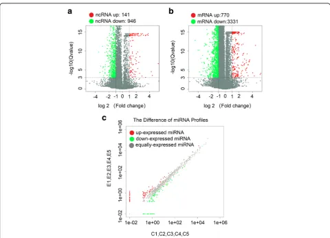 Fig. 1 High-throughput sequencing to reveal differences in the expression profiles of lncRNAs, mRNAs, and miRNAs between the SLE and controlgroups