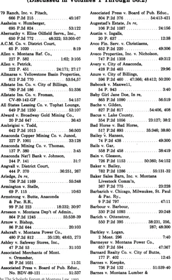 TABLE OF (Discussed MONTANA CASESin Volumes 1 Through 56:2)