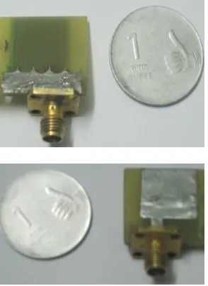 Figure 1c. Microstrip Antenna with  slots in ground and in patch with   finite ground