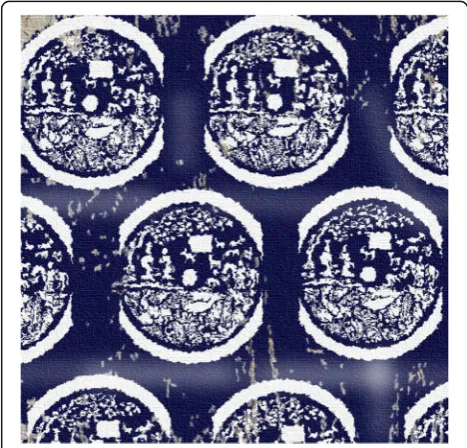 Fig. 4 Computer digital simulation tie-dye pattern. (The second is touse the Photoshop computer software painting method to imitatethe tie-dye handmade pattern and use the effect of forming atie-dyed texture) [7]