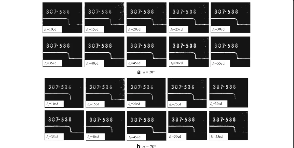 Fig. 10 a, b Image fusion results for different samples at different illumination intensity at α = 20° and 70°