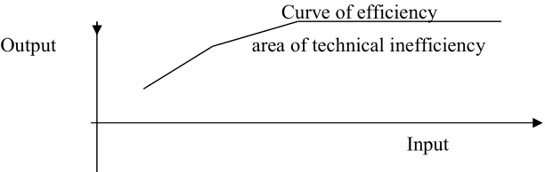 Figure 1: Efficiency frontier and technical inefficiency area  