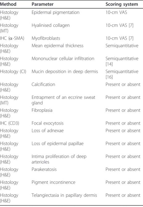 Table 1 Overview of the skin histology parameters andscoring systema