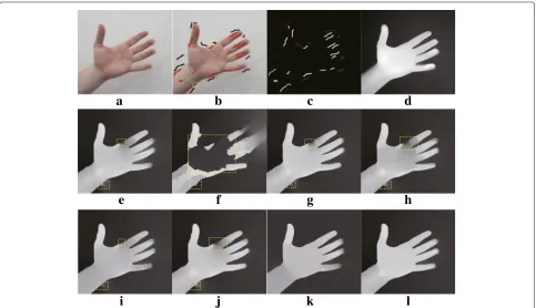 Fig. 12 Results of RGBZ_09 with cross-boundary input.f a Input image. b User-labeled image