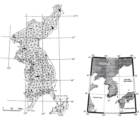 Table 1.  Specification of old triangulation networks in the Korean peninsula.