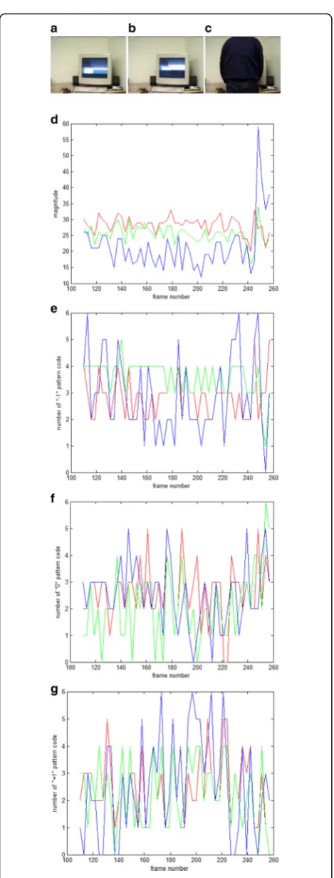 Fig. 6 Two homogeneous textures and the corresponding colorspattern code.number.and P-LTP features (in red, green, and blue lines)
