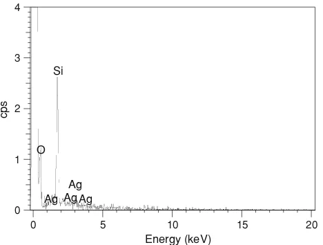 Fig. 4 EDX spectrum of silver embedded silica particles