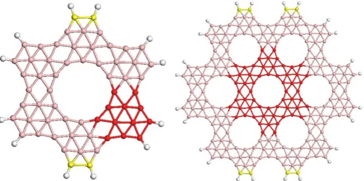 Fig. 1 Clusters B60H12 (left) and B228H24 (right) obtained after geometry optimization