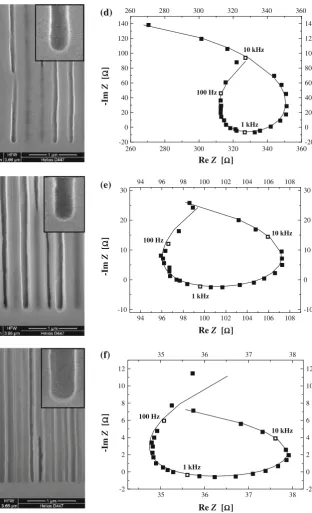 Fig. 2 Cross-sectional SEMview of the pore tips is shown intheFFT IS spectrum is shown inform of a Nyquist plot recordedafter 38 min of etching