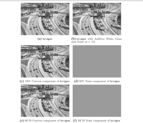 Table 1 gives the SNRs of the denoised results fromOsher-Solé-Vese decomposition (OSV), Oriented Lapla-cian OSV with explicit timestepping (OLOSV), MeanCurvature Motion (MCM), and Oriented Laplacian OSVwith implicit timestepping (IOLOSV)
