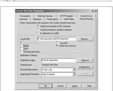 Figure 2-1. Setting the isolation level for the new development web server using the serverProperties dialog box