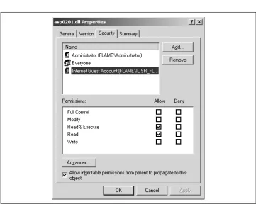 Figure 2-4. Setting the permissions to access the ASP components