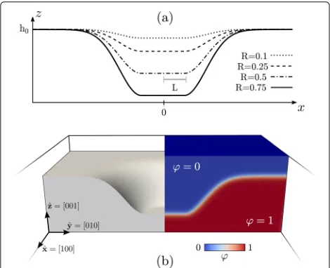 Fig. 1 Initial condition for the phase-field model, resembling athe solid phase whereshowingEq