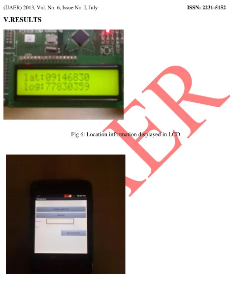 Fig 6: Location information displayed in LCD 