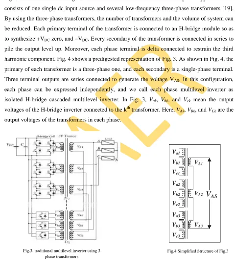 Fig. 3 shows a circuit configuration of the Multi-level inverter for three-phase applications