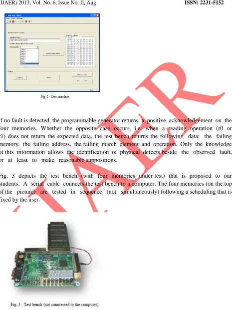Fig.  3  depicts  the  test  bench  (with  four  memories  under test)  that  is  proposed  to  our  students