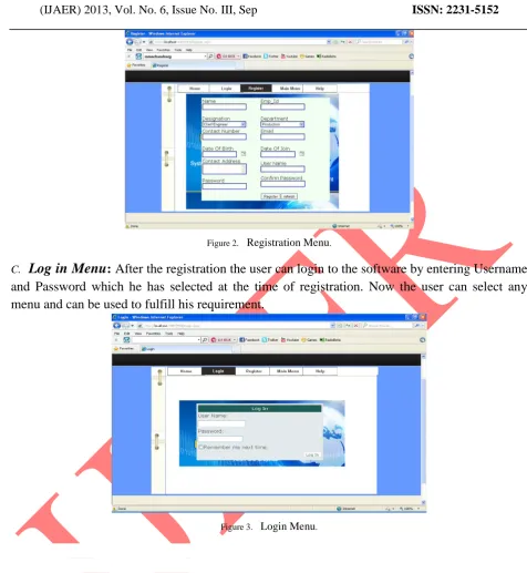 Figure 2.  Registration Menu. 