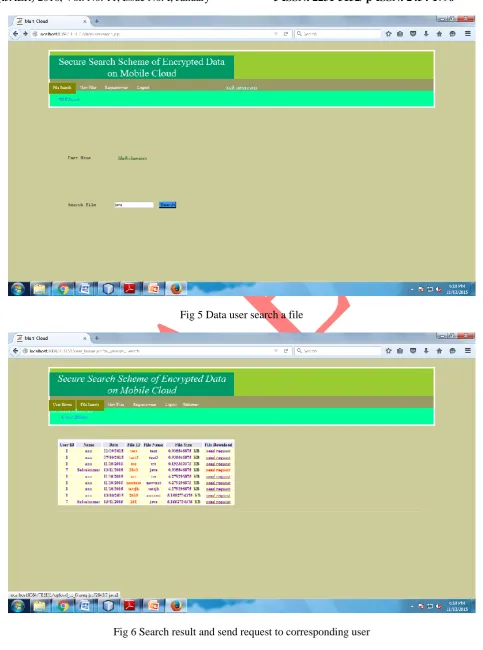 Fig 6 Search result and send request to corresponding user 
