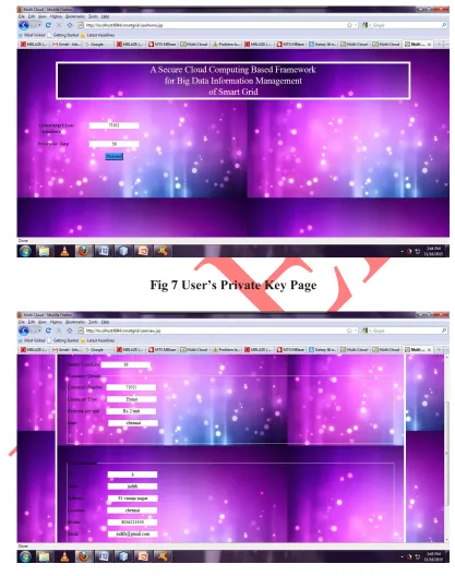 Fig 7 User’s Private Key Page   