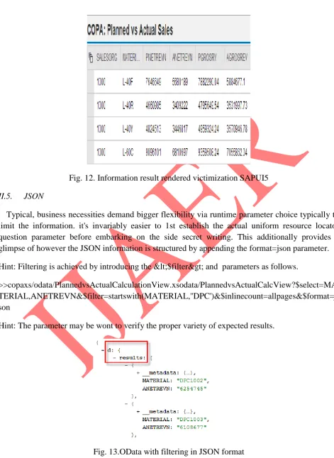 Fig. 12. Information result rendered victimization SAPUI5 
