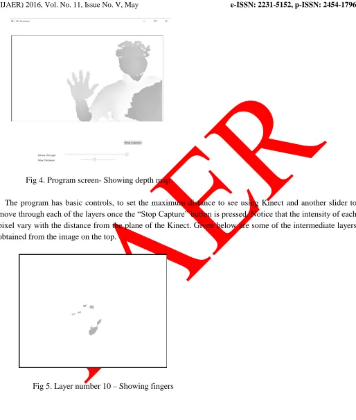 Fig 4. Program screen- Showing depth map 
