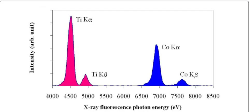Figure 5 In-lab μXRF spectra. Typical spectrum obtained on the sample when the frontier Co-Ti is illuminated