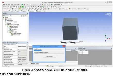 Figure 2 ANSYS ANALYSIS RUNNING MODEL LOADS AND SUPPORTS 