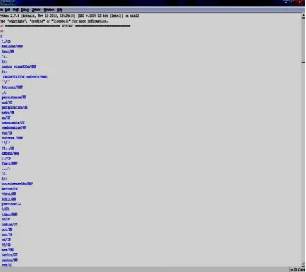 Figure 3. Screenshot of POS tagging using Python and NLTK. 