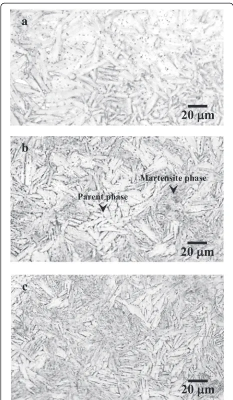 Fig. 2 Optical micrographs ofc a specimen A, b specimen B, and specimen C