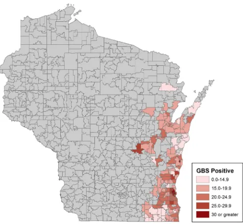 Figure 3.  Percentage of deaths during hospitalization per ZIP code. Any ZIP codes that had < 100 births were omitted from the graph.