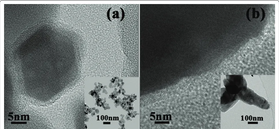 Figure 4 TEM images of amino group modified ZnO nanodisks. (a-c) TEM images of modified ZnO nanodisks with different TEOS:APTESratios of 1:1, 1:4, and 1:10.