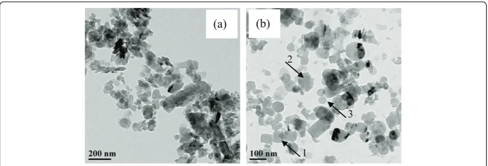 Figure 7 HRTEM image of the BN nanoparticles. (a) 140 nm (b) 70 nm.