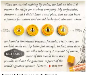 Figure 12: History as a marketing tool (http://www.burtsbees.co.uk/classics/beeswax-lip-balm) 