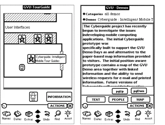 Figure 2.2: The Cyberguide MessagePad interface (Source: Abowd et al. [2])