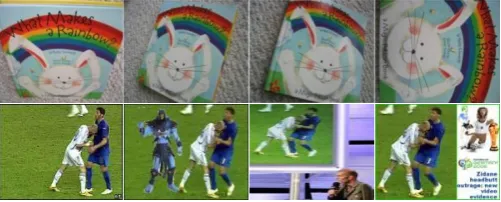 Fig. 1. Two examples of near duplicate images on the web. 