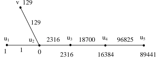 Figure 2.4: Y5+1 with a seventh order triangular sum labeling 