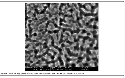 Figure 1 SEM micrograph of Si(100) substrate etched in 0.002 M HIO3 in 48% HF for 30 min.