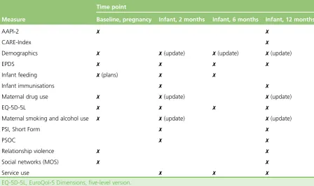 TABLE 1 Data collection timetable