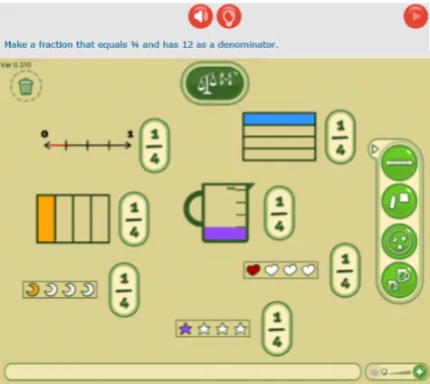 Figure 1: Exploratory learning environment - Frac-tions Lab.