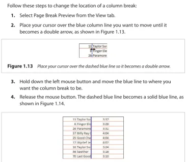 Figure 1.13Place your cursor over the dashed blue line so it becomes a double arrow.