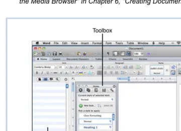 Figure 1.7 It is doubtful you would display the Sidebar, Toolbox, and Media Browser at the same time because they take up so much screen real estate