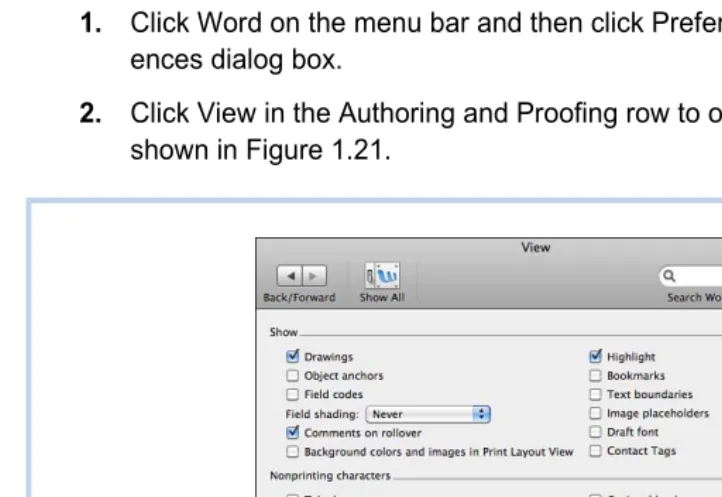 Figure 1.21 By default, none of the nonprinting characters display. 
