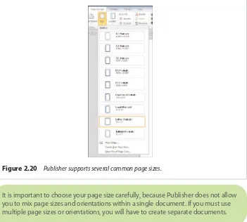 Figure 2.20Publisher supports several common page sizes.