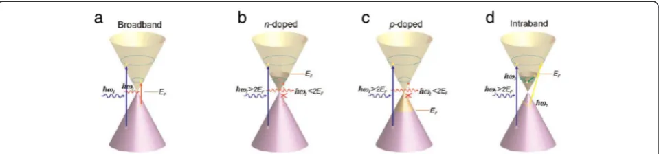 Figure 2 Possible optical transitions in graphene. (a) Optical transition in pristine graphene